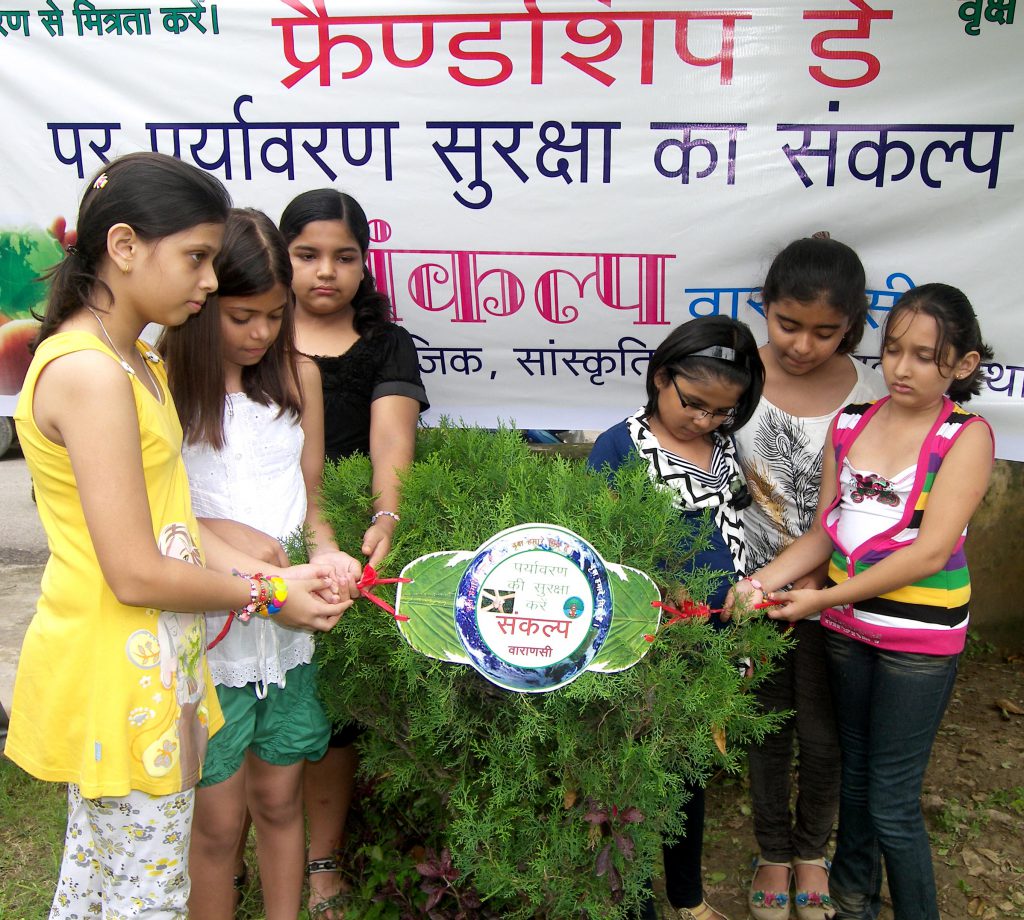 Friendship Day celebration with plant.