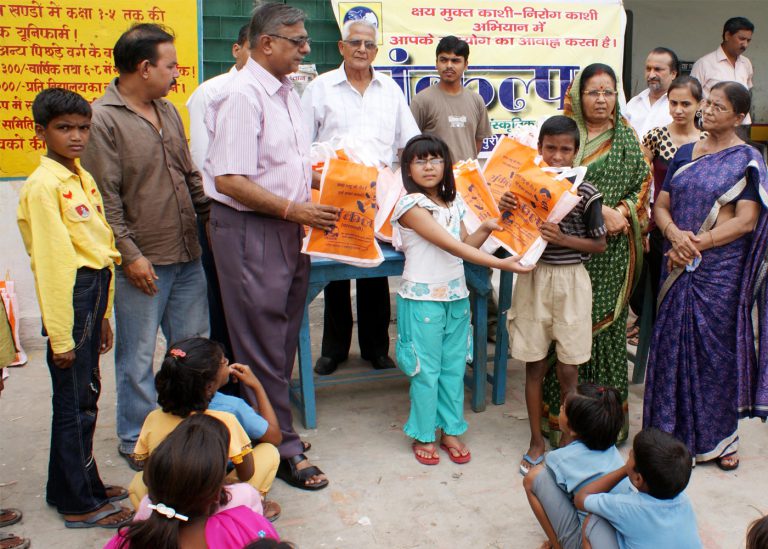 Distribution of study material to Special children .