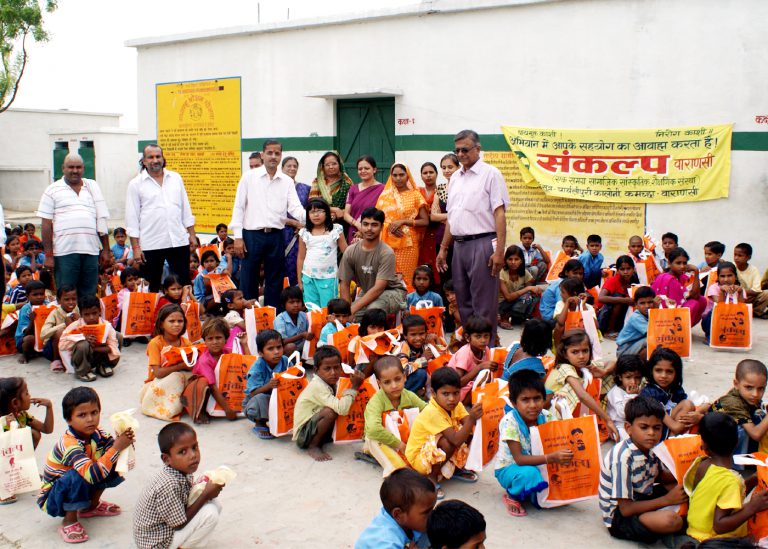 Distribution of study material to Special children .