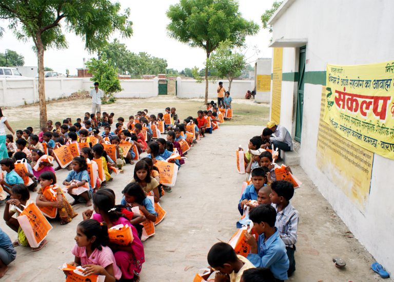 Distribution of study material to Special children .