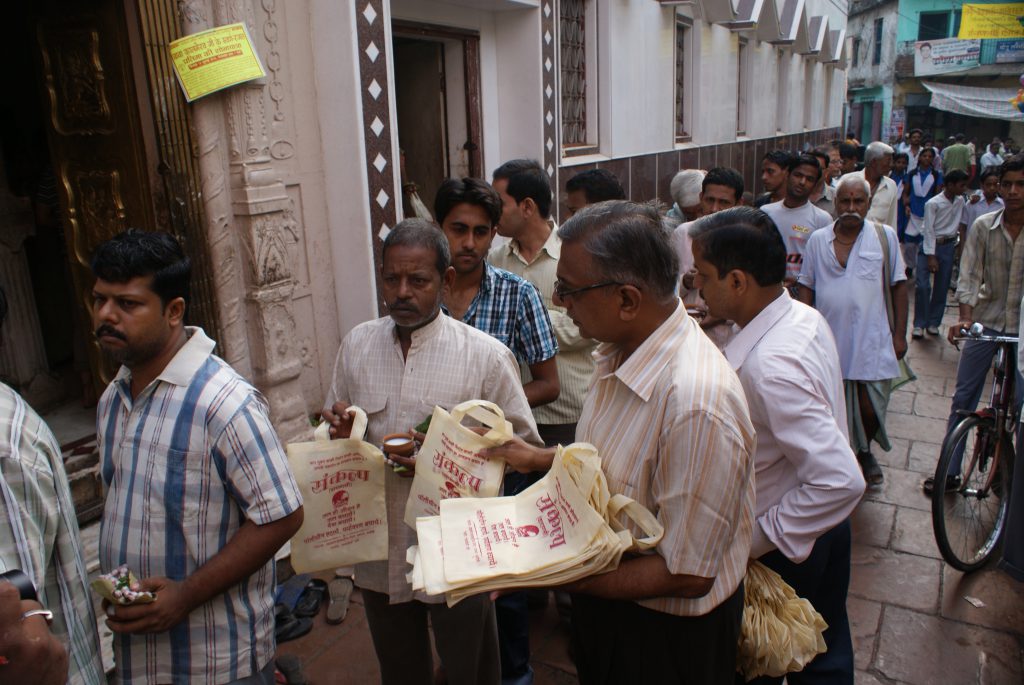 Cloth Bag Distribution at temple  .