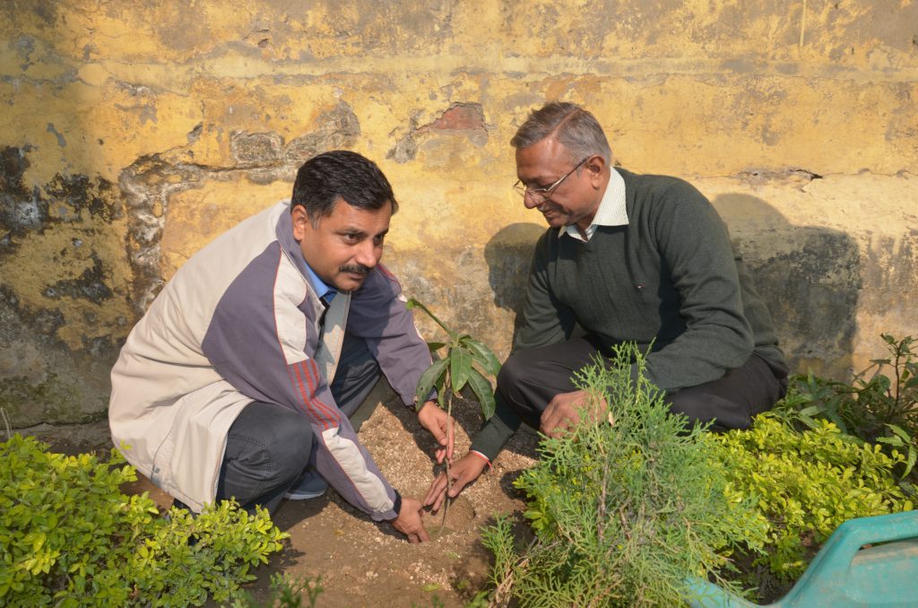 Plantation at Nakshatra Vatika by Mr. Hari Pratap Shahi (Nagar Ayuckt ) with Mr. A.K Jain.