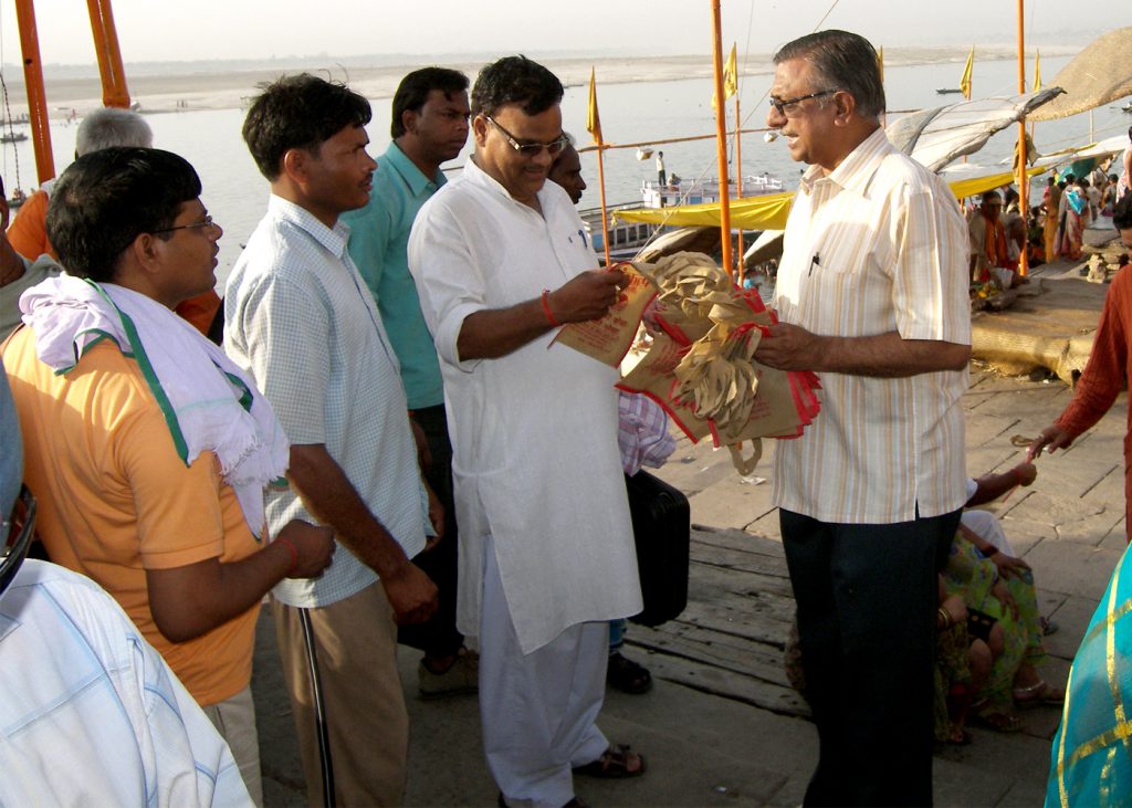 Cloth Bag Distribution at The Ganga Ghat.