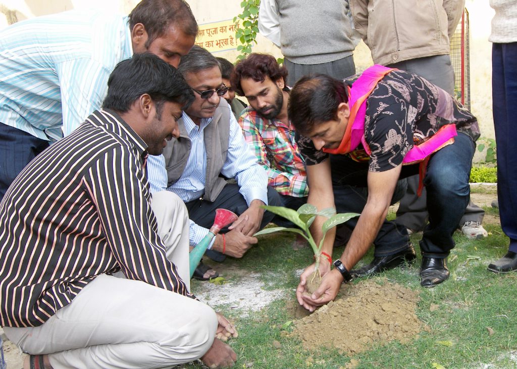 Plantation at Nakshatra Vatika by Mr. Manaoj Tiwari ji with  Mr. A.K Jain.