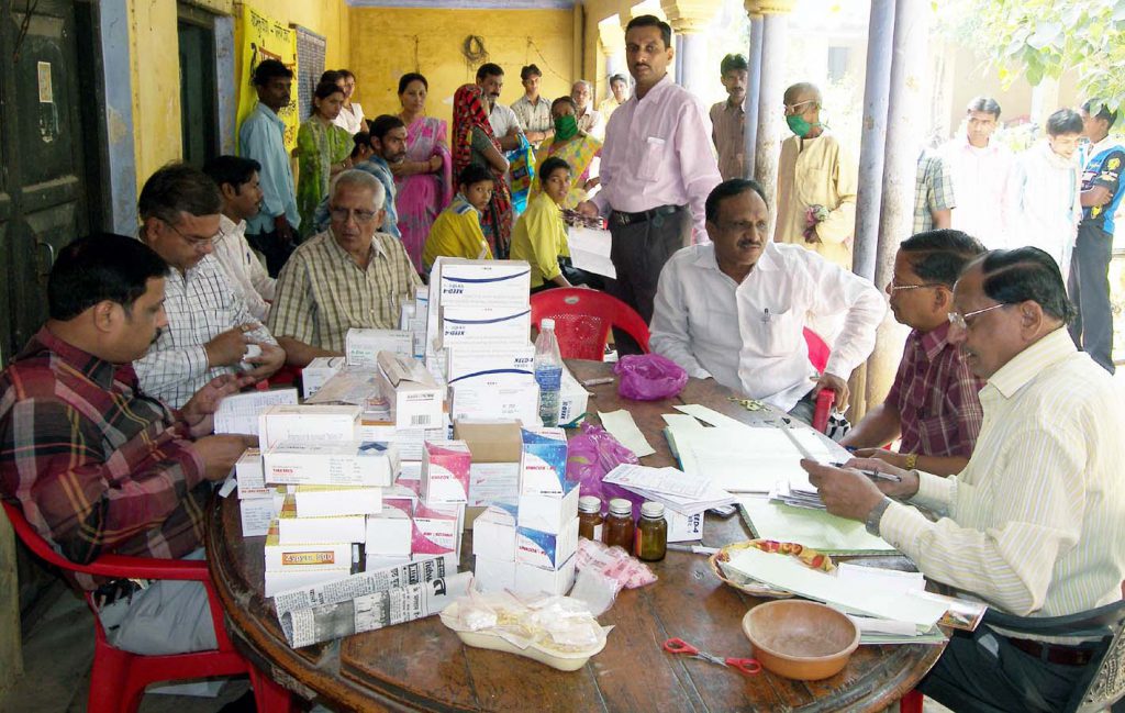 Medicine distribution at our camp.