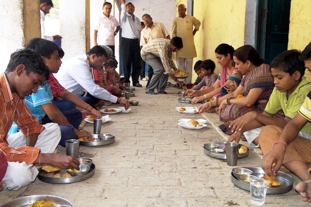 Lunch at Kashi Seva Saamiti children with Sankalp Members.