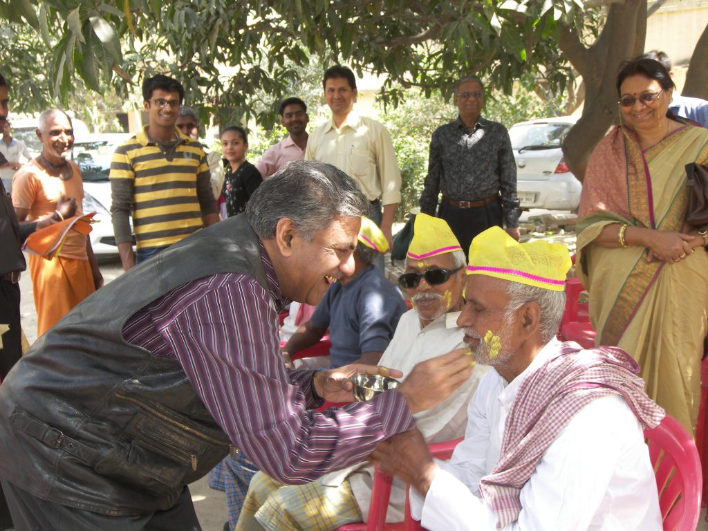 Celebrating Holi with helpless patient's of leprosy of Kusht Aashram , Sarnath ,Varanasi.