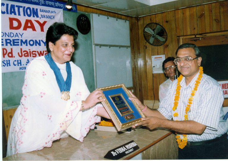Mr.Anil Kumar honored for his Excellence  in  Social Work by I.M.A. President Dr Vibha Mishra.